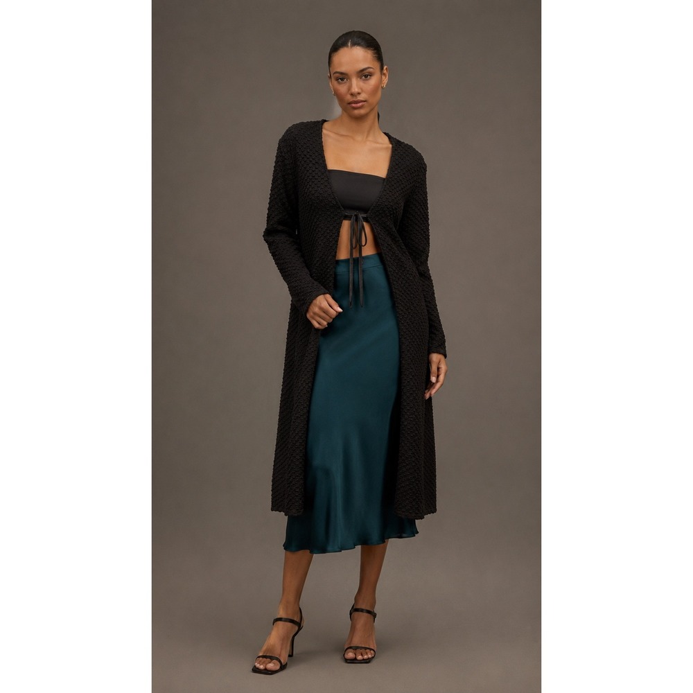 Dolan Anthropologie Left Coast Collection Black Longline Cardigan XS Witchy Goth